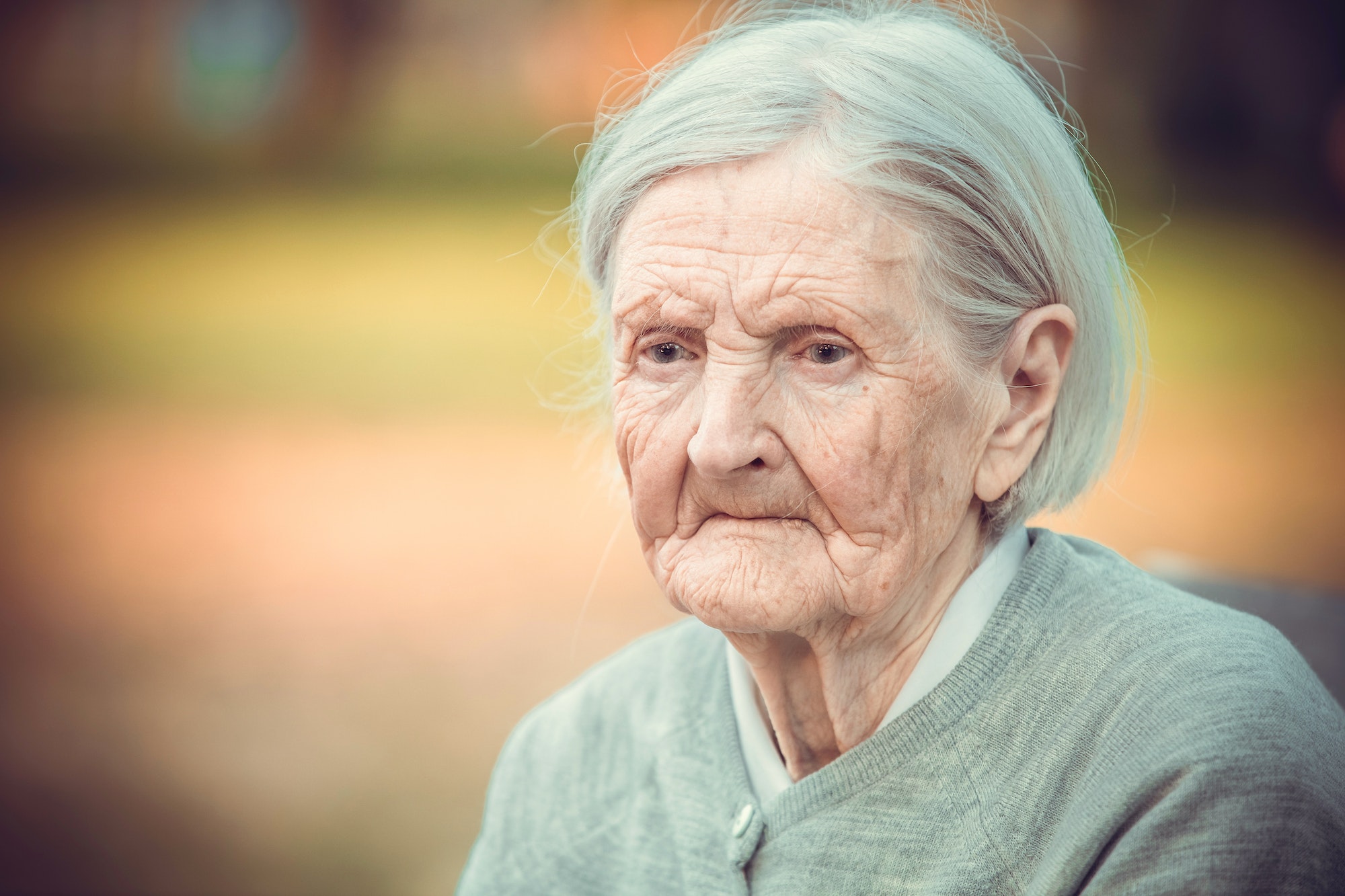 Portrait of pensive senior woman
